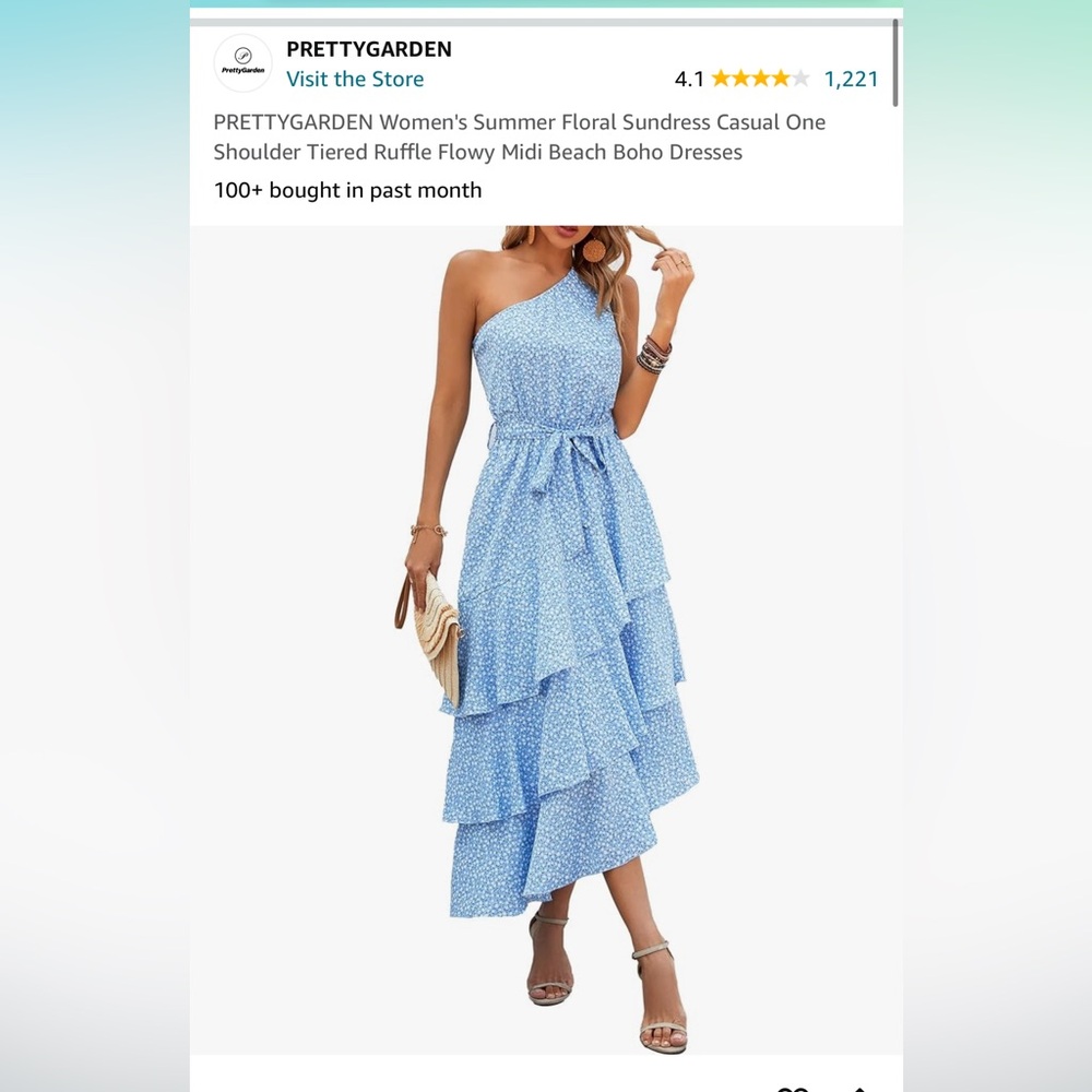 Pretty Garden Shoulder Tiered Ruffle Flowy Midi Beach Boho Dresses